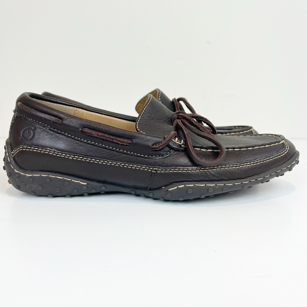 BORN Men’s Brown Laced Leather Driving Loafers‎ Moccasins Size 9